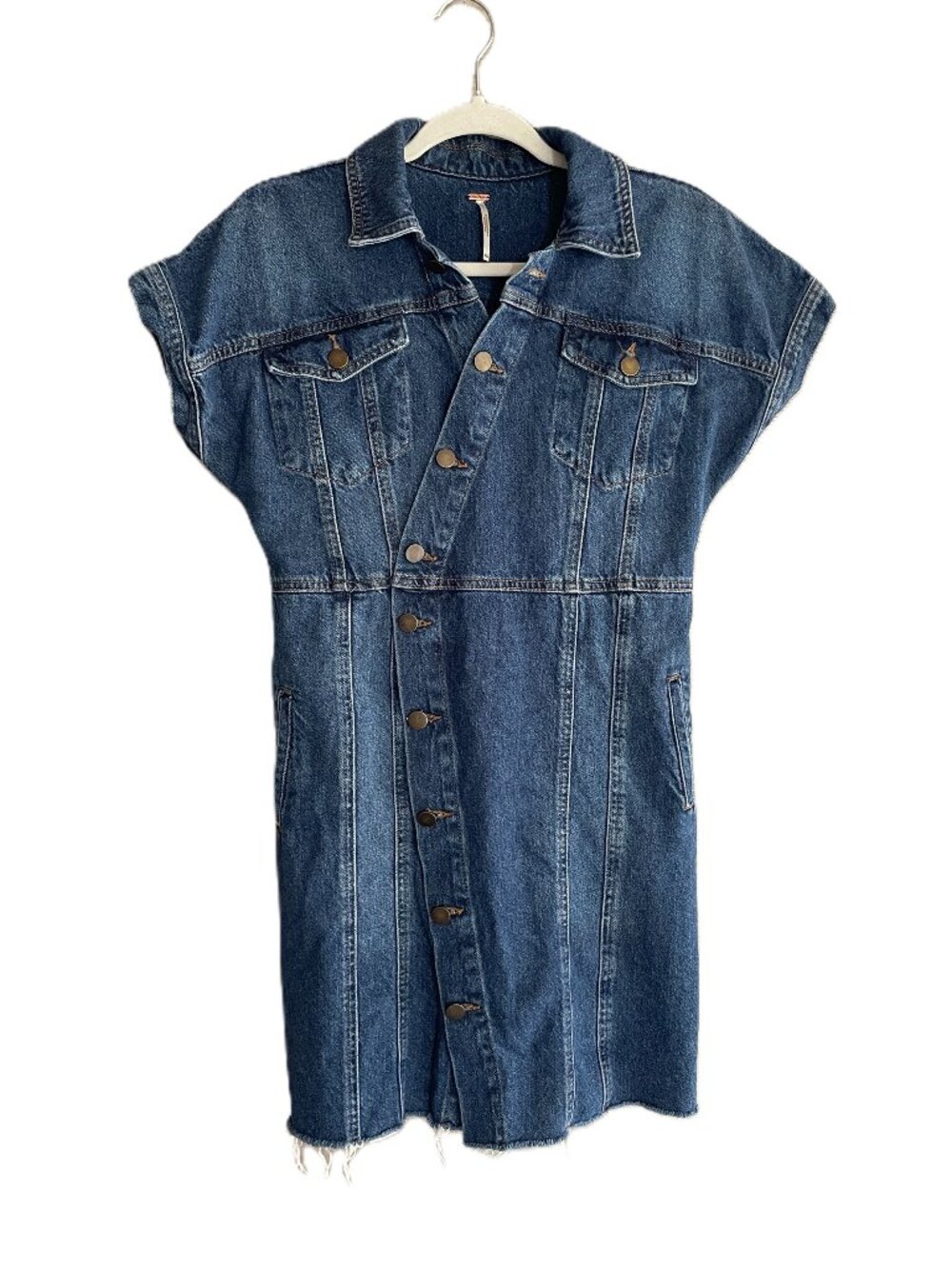 Free People The City Button-Front Denim Mini Dress Size - XS